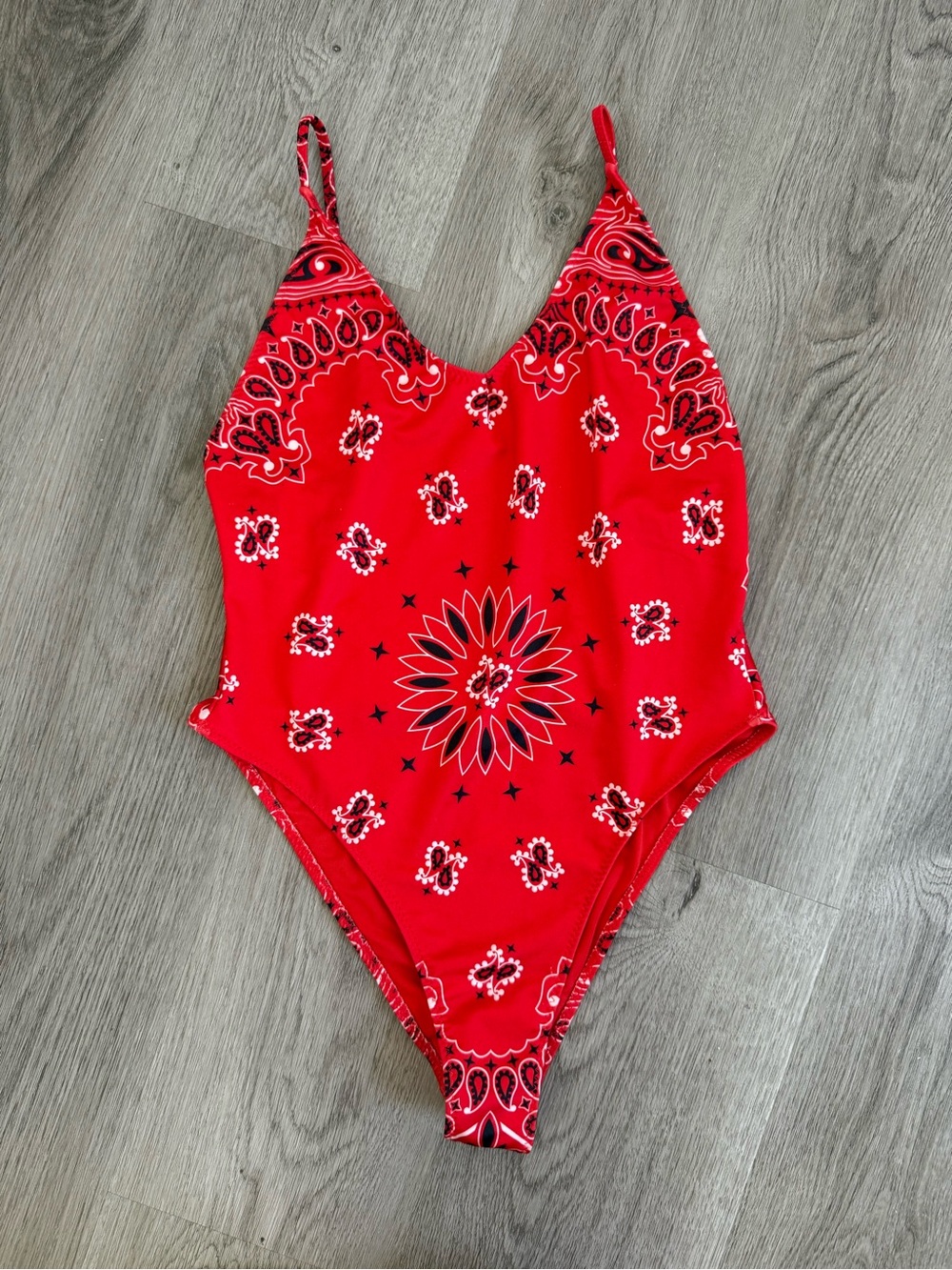 Forever 21 Red Bandana Print One-Piece Swimsuit